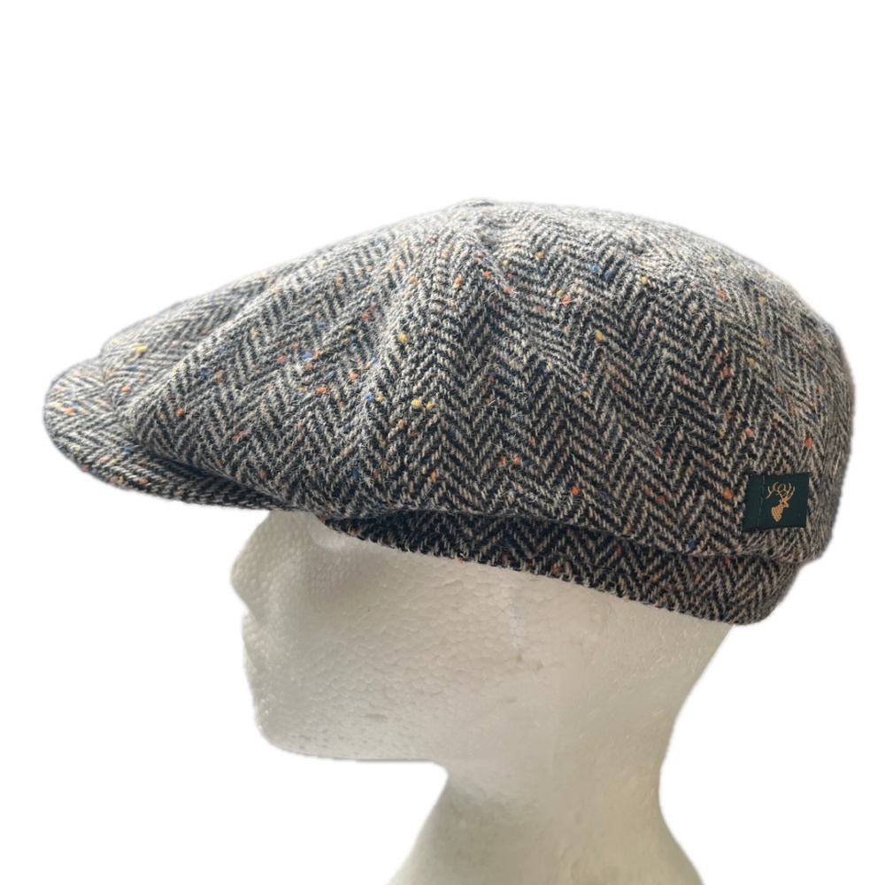 Mucros Weavers Irish Flat Cap Tweed 100% Wool Hat Driving Cap Size L Blue Brown